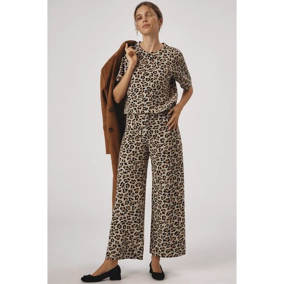 The Ettie High-Rise Crop Wide-Leg Pants by Maeve: Knit Edition Animal Print 20W - Picture 1 of 4